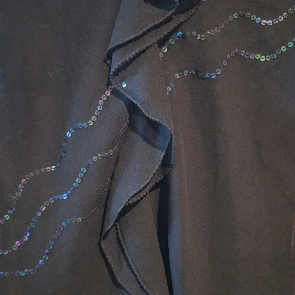 Black Ruffled Sequin-Detail Women's Top - Picture 6 of 7